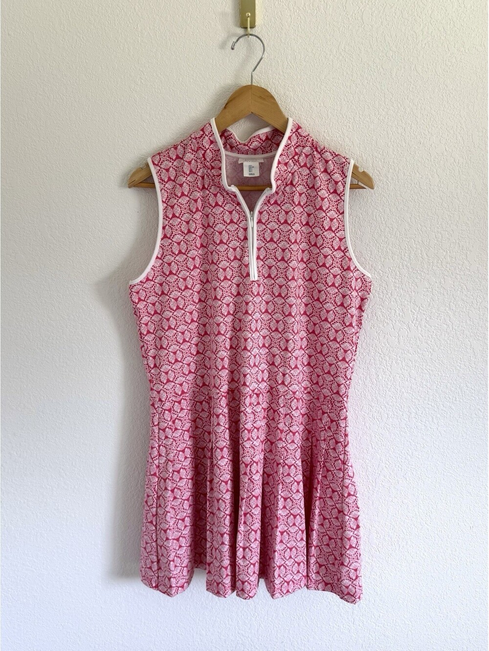 Sigrid Olsen Golf & Tennis Pickleball Dress Pink And White Floral Size Large